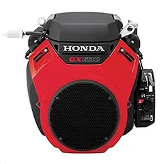 Vue frontale du moteur thermique Honda GX630 rouge et noir